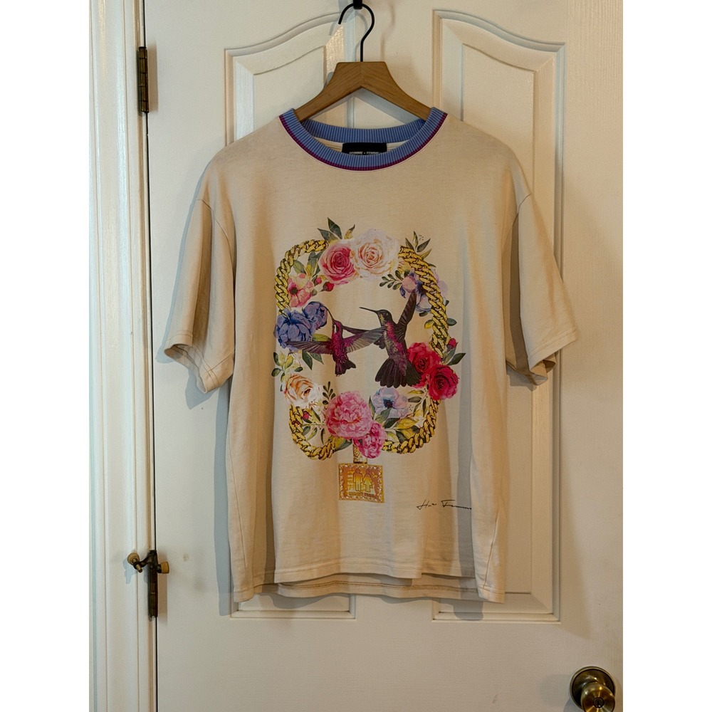 Homme + Femme | Paradise Chain Hummingbird Tee Oversize Medium Ivory Graphic - Picture 3 of 8